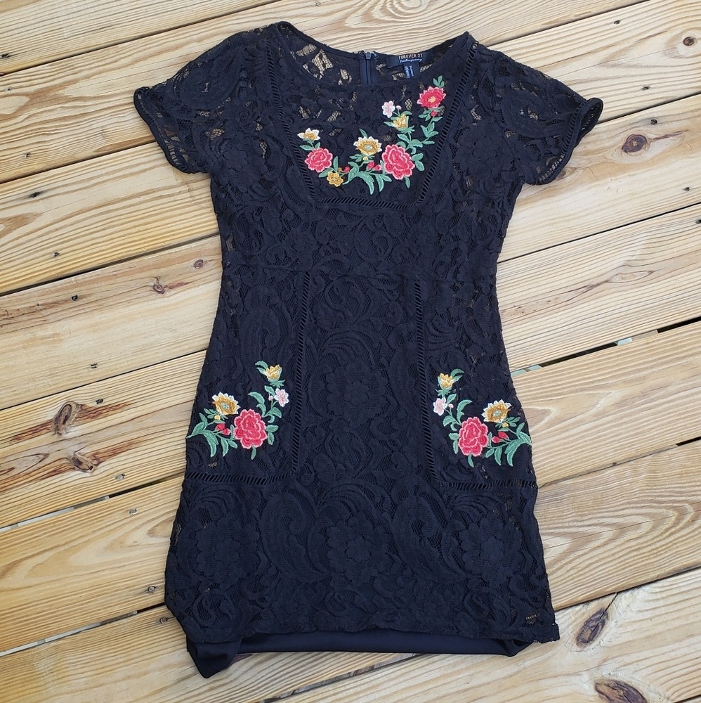Black Lace Embroidered dress